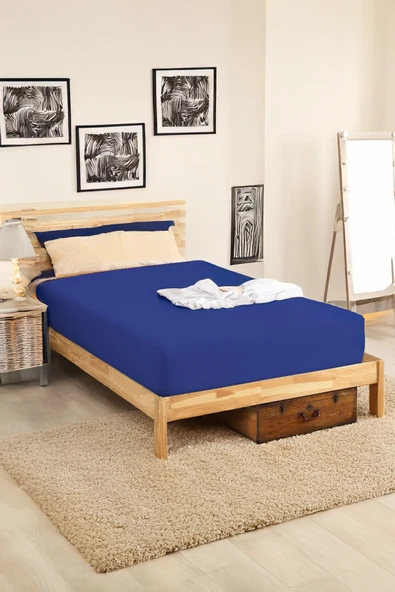 Penye Lastikli Çarşaf Pamuklu Jersey Çift Kişilik 160x200cm Lacivert ürün görseli 1
