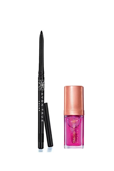 True Nourıshıng Dudak Bakım Yağı Blossom 7ml + Glimmerstick Asansörlü Göz Kalemi Blackest Black ürün görseli 1