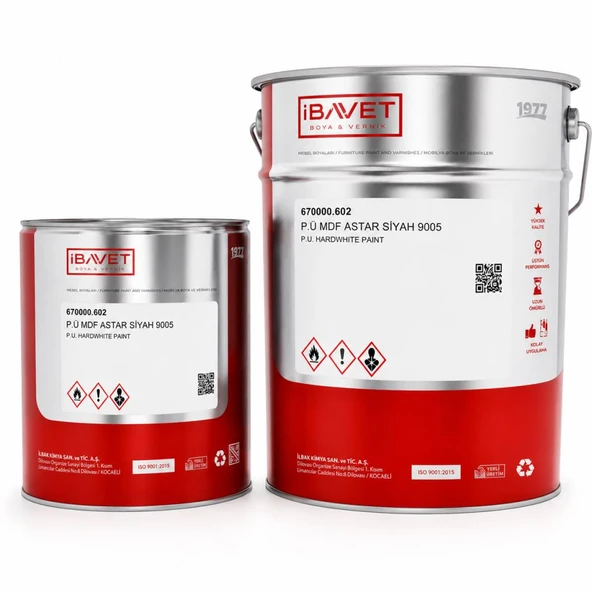 İbavet Poliüretan Mdf Astar Siyah Ral 9005 18 Kg+6 Kg ürün görseli 1