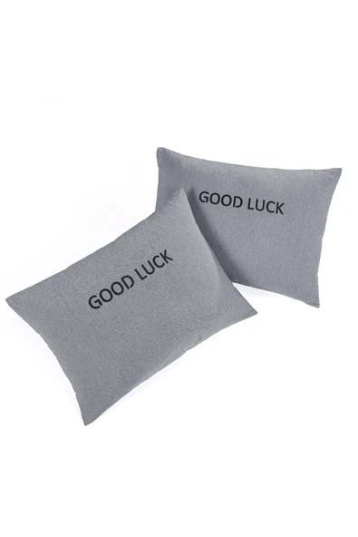 2li Yastık Kılıfı Good Luck Baskılı Füme ürün görseli 1