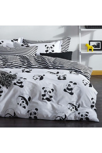 Mature Nevresim Seti Çift Kişilik Panda Siyah ürün görseli 1