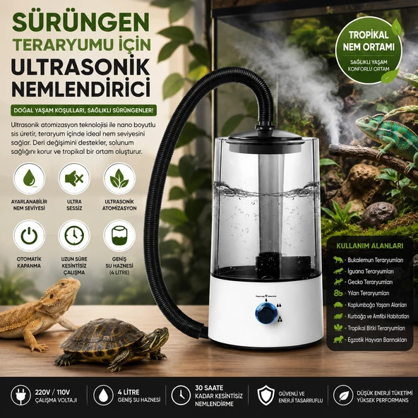 Sürüngen Teraryumu Nemlendirici Sis Makinesi - Ultrasonik Otomatik Buhar Üretici | Bukalemun, İguana, Gecko İçin ürün görseli 1