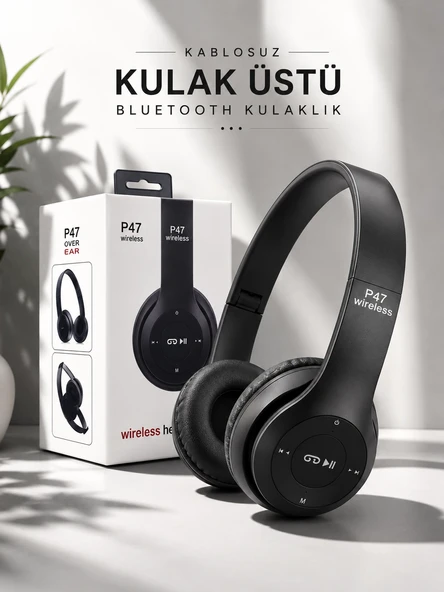 Kulak Üstü Tf Kart Ve Aux Destekli Ergonomik Bluetooth Kulaklık ürün görseli 1