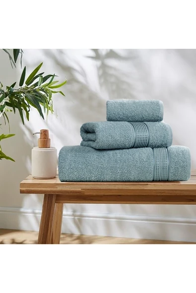 3lü Havlu Seti Ezgi Mint Yeşili 70x140 + 50x85 + 30x50 ürün görseli 1