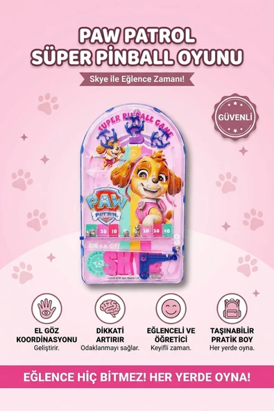 Pinball Oyunu Paw Patrol Nostaljik Retro Eğitici El Oyunu Pilsiz 2+ Yaş Çocuk Oyuncak ürün görseli 1