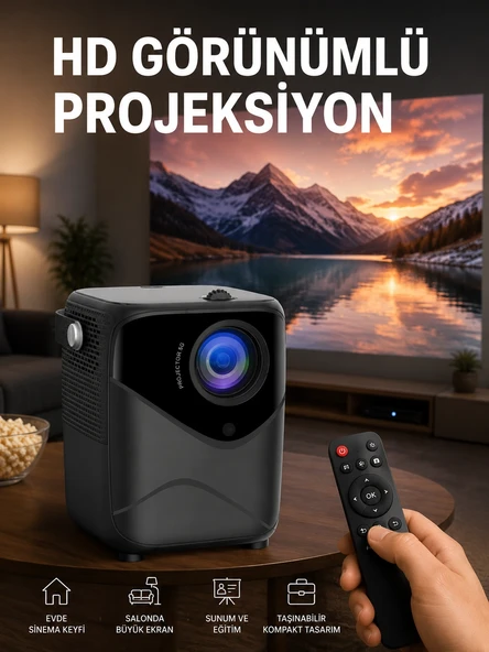 Yüksek Hd Görünümlü Taşınabilir Projeksiyon Cihazı ürün görseli 1