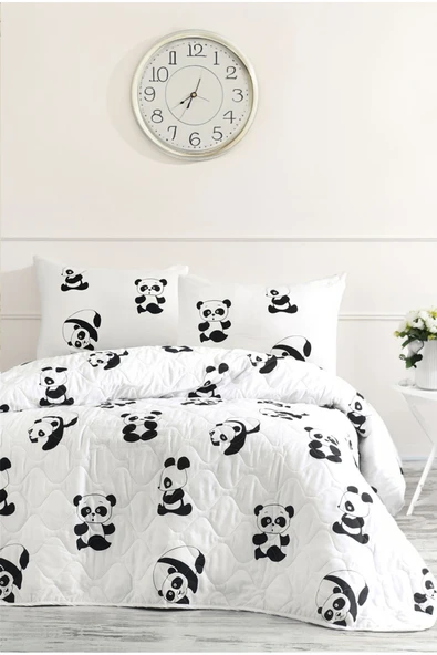 Tek Kişilik Kapitone Yatak Örtüsü Seti Panda ürün görseli 1