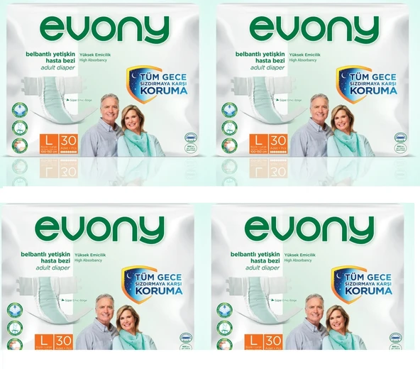 Evony Belbantlı Büyük Boy L 30'lu 4 Adet Hasta Bezi ürün görseli 1