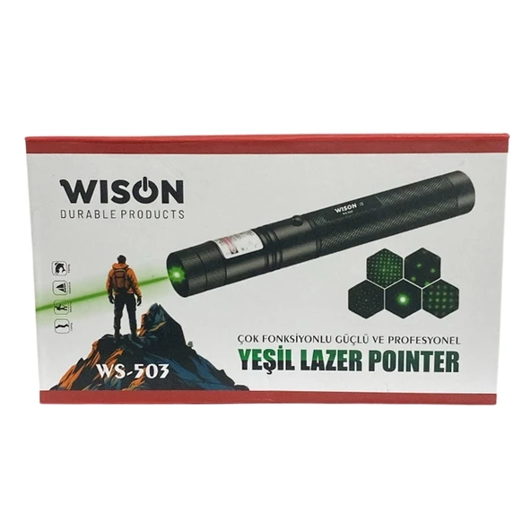 Ws-503 100mw Desen Başlıklı Şarjlı Yeşil Lazer Pointer - Resim 3