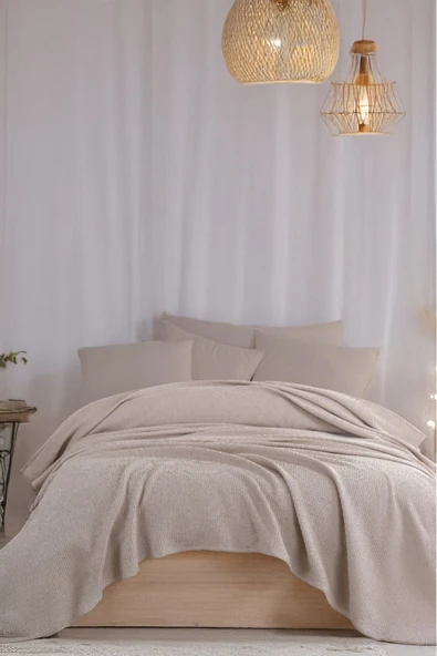 Ecocel Pike Örtü Çift Kişilik 200x230cm Karde Vizon Gri ürün görseli 1