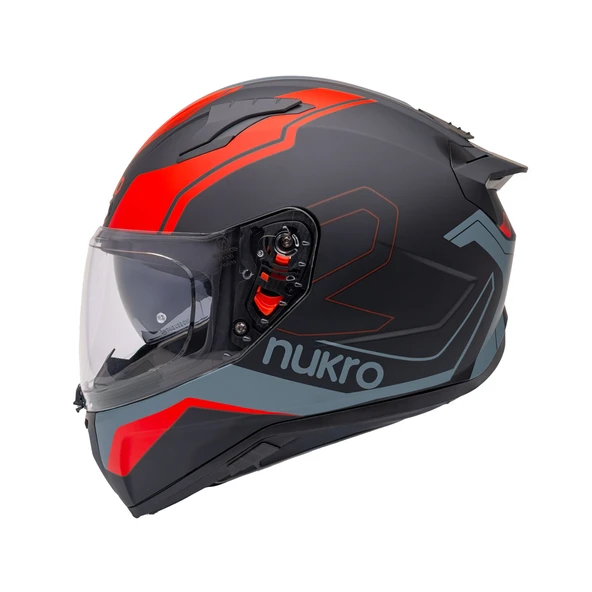 Nukro B-506 Stars Siyah-Kırmızı Güneş Vizörlü Kapalı Motosiklet Kaskı ürün görseli 1