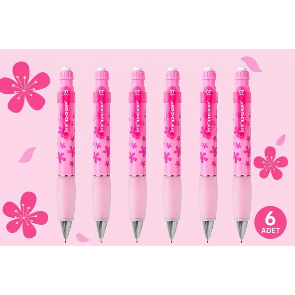 Versatil Kalem Deep 0.7 mm Şeker Pembe Çiçek 6'lı Paket ürün görseli 1