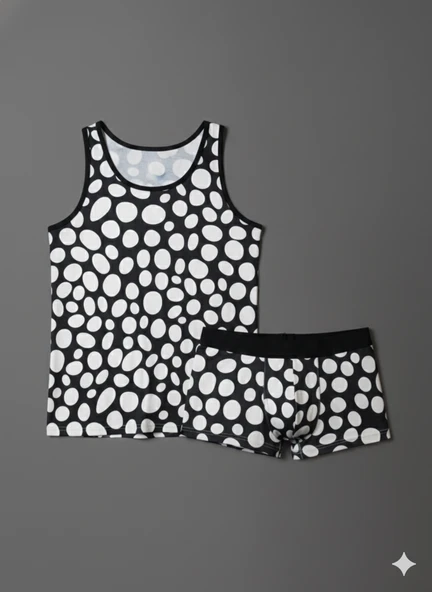 Erkek Desenli Tank Top Boxer Takımı - Resim 4