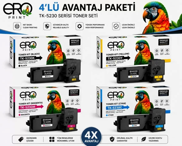 TK-5230 Kyocera ECOSYS P5021cdn 4 Renk Muadil Toner Set ürün görseli 1