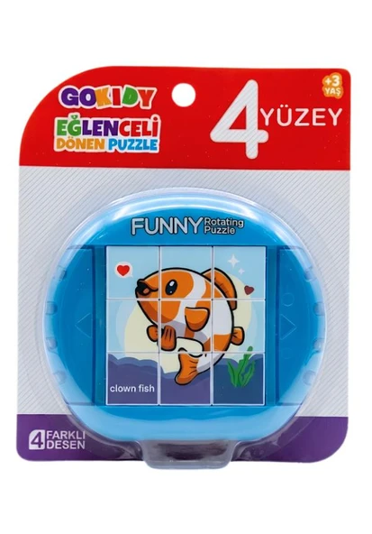 Gokidy 4 Farklı Eğlenceli Dönen Puzzle Mavi ürün görseli 1