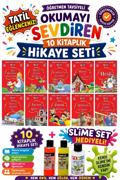 2.Sınıf Öğretmen Tavsiyeli Okumayı Sevdiren 32 Sayfa 10 Kitaplık Hikaye Seti (Slime Set Hediyeli) ürün görseli 1