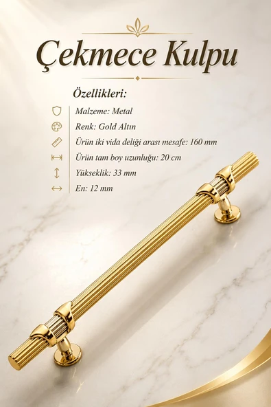 Metal Kulp 160 mm Gold Altın Mobilya Çekmece Mutfak Dolap Dolabı Kapak Kulpları Kulbu Kulpu ürün görseli 1