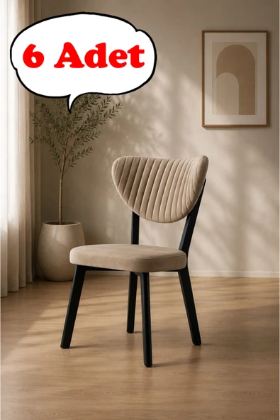Teknor 6 Adet Elma Sandalye Modern Kadife Kapitone Sırtlı Mutfak Yemek Odası Balkon Kafe Sandalyesi 85 Cm ürün görseli 1