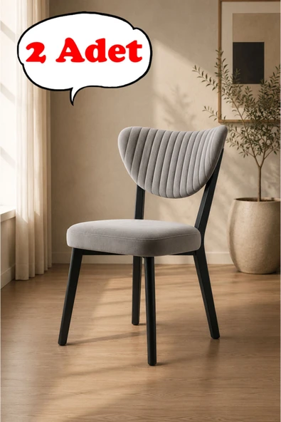 Teknor 2 Adet Elma Sandalye Modern Kadife Kapitone Sırtlı Mutfak Yemek Odası Balkon Kafe Sandalyesi 85 Cm ürün görseli 1