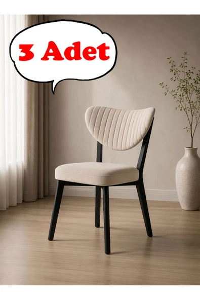 Teknor 3 Adet Elma Sandalye Modern Kadife Kapitone Sırtlı Mutfak Yemek Odası Balkon Kafe Sandalyesi 85 Cm ürün görseli 1