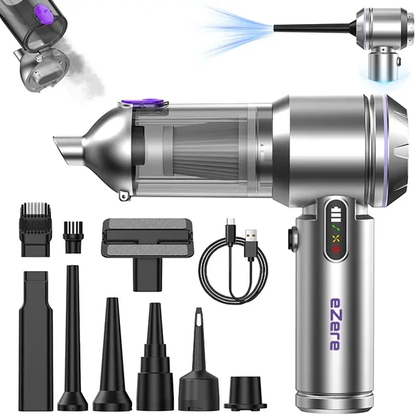 Nevamel® EZERE Vacpro 20000pa Güçlü Dijital Göstergeli Vakumlu Kablosuz Üflemeli Mini Araç Süpürgesi-(5775) ürün görseli 1
