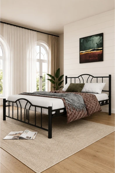 Teknor Bella Çift Kişilik Metal Karyola Siyah 180x200 ürün görseli 1