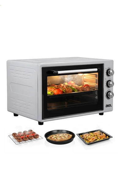 AF950L 50 lt Gri Midi Fırın, İç aydınlatmalı, Zaman Ayarlı, Izgara ve Fırın, 2 Tepsi 1 Tel Izgara ürün görseli 1