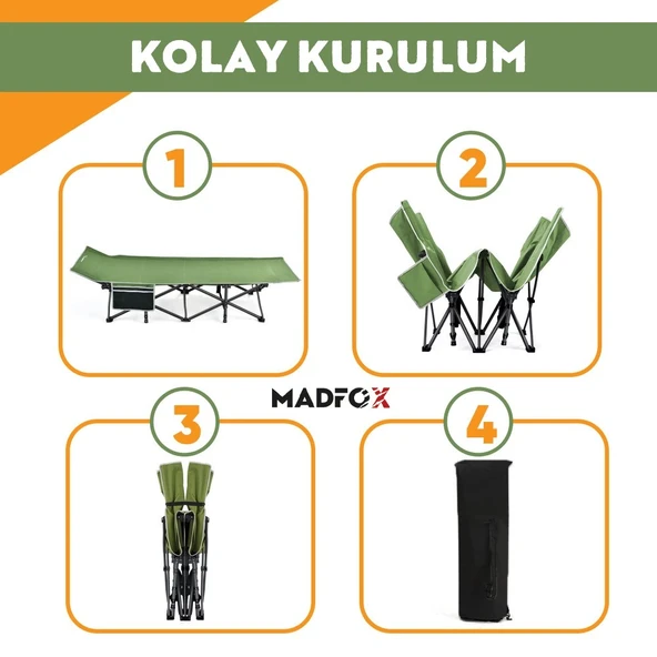 Madfox SteelRest Çelik Katlanır Kamp Yatağı Kampet - Resim 7