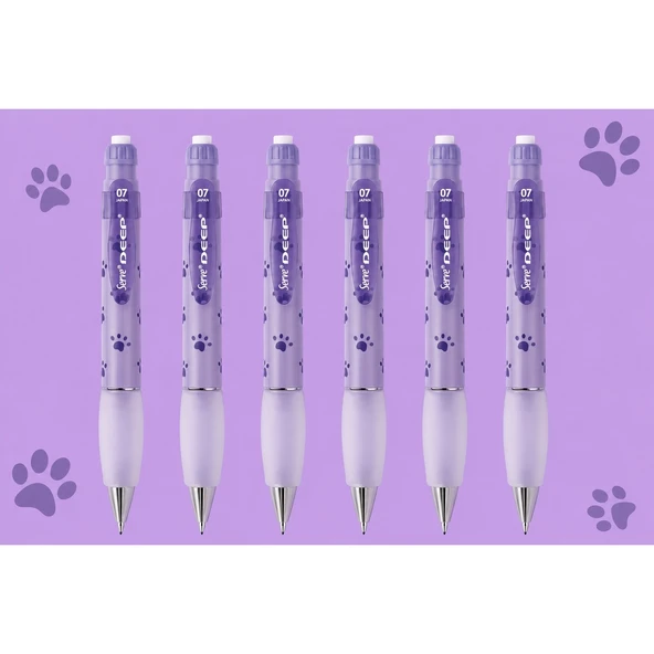 Versatil Kalem Deep 0.7 mm Lavanta Köpek Patisi 6'lı Paket ürün görseli 1