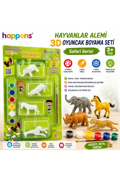Orman Hayvanları 3D Hayvan Boyama Oyuncağı | Yıka Tekrar Boya Eğitici Set ürün görseli 1