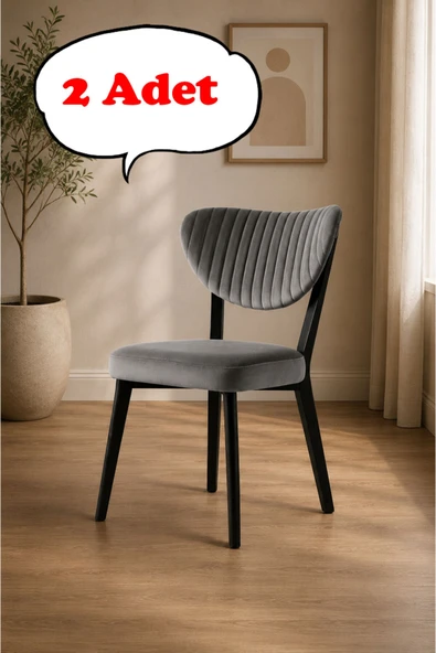 Teknor 2 Adet Elma Sandalye Modern Kadife Kapitone Sırtlı Mutfak Yemek Odası Balkon Kafe Sandalyesi 85 Cm ürün görseli 1