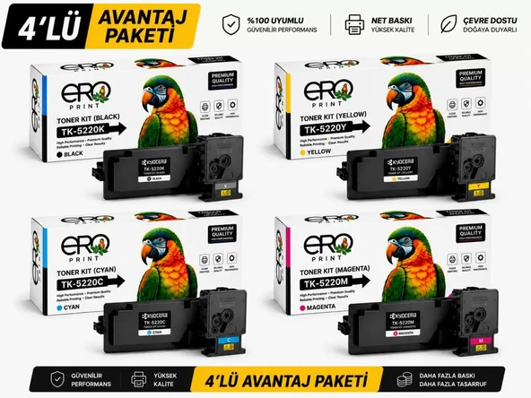 TK-5220 Kyocera ECOSYS P5021cdn 4 Renk Muadil Toner Set ürün görseli 1