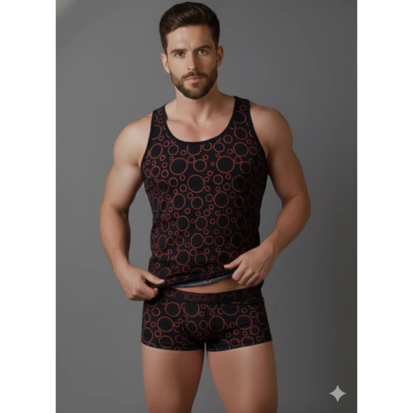 Erkek Desenli Tank Top Boxer Takımı ürün görseli 1