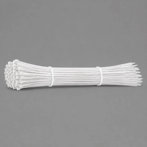 Kablo Bağı Plastik Cırt Kelepçe 4,8x450 mm Beyaz 100 Adet Dayanıklı Güçlü Sabitleme Bağı ürün görseli 1