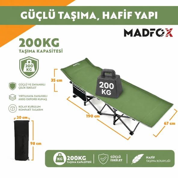 Madfox SteelRest Çelik Katlanır Kamp Yatağı Kampet - Resim 4