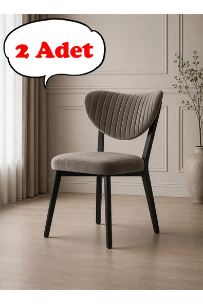 Teknor 2 Adet Elma Sandalye Modern Kadife Kapitone Sırtlı Mutfak Yemek Odası Balkon Kafe Sandalyesi 85 Cm ürün görseli 1