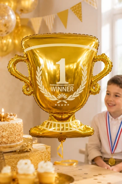 Folyo Balon Kupa Model 65 Cm 25 İnç Doğum Günü Parti Kutlama Dekorasyon Süsü ürün görseli 1