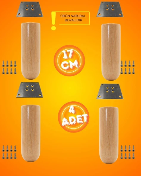 Ahşap Bohem Ayak 17 cm ( 4 ADET ) ürün görseli 1