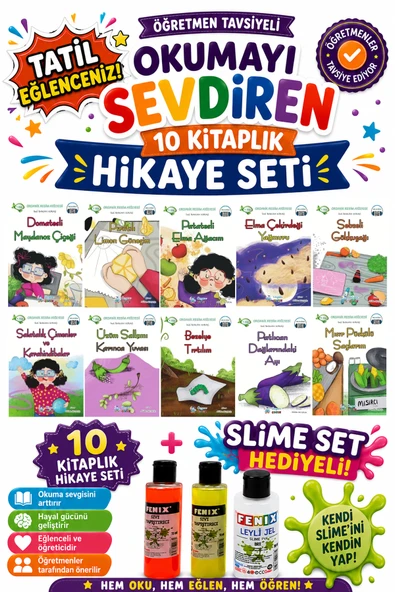 2.Sınıf Öğretmen Tavsiyeli Okumayı Sevdiren 32 Sayfa 10 Kitaplık Hikaye Seti-8 (Slime Set Hediyeli) ürün görseli 1