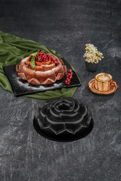 LAVONNI Gül Desenli Siyah Kek Kalıbı ürün görseli 1