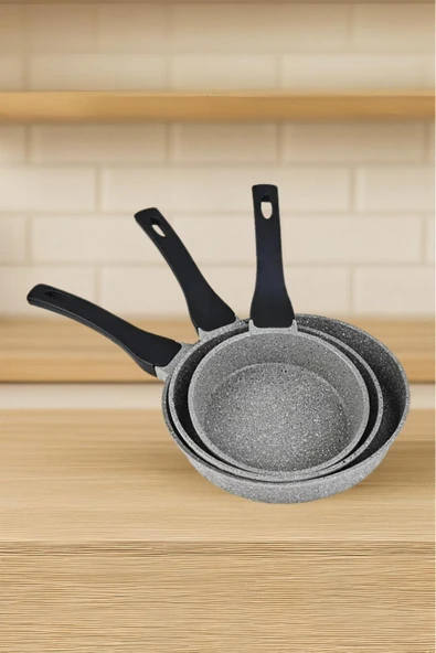LAVONNI VENÜS 3 Parça Döküm Mini Tava Seti - Gri (18 CM-22 CM-26 CM) ürün görseli 1