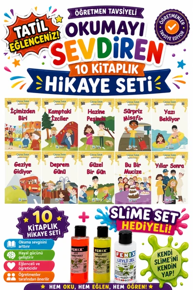 3.Sınıf Öğretmen Tavsiyeli Okumayı Sevdiren 48 Sayfa 10 Kitaplık Hikaye Seti-3 (Slime Set Hediyeli) ürün görseli 1