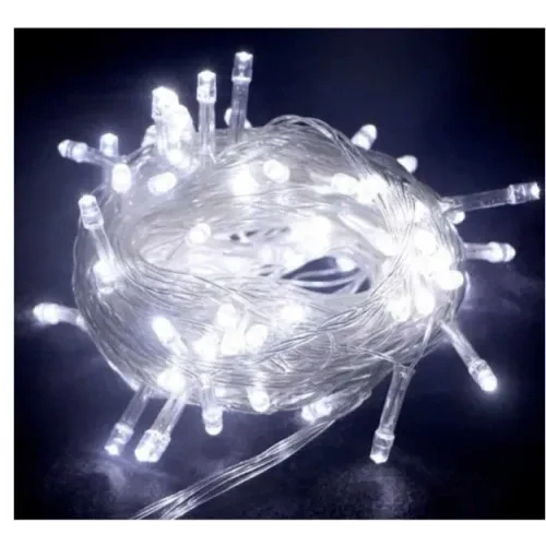 10m 100 Led Boncuk Lamba Beyaz Işık Şeffaf Kablo ürün görseli 1