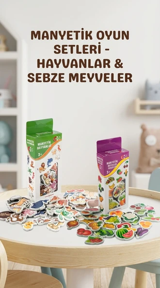 Eğitici Manyetik Oyuncak Seti 56 Parça Hayvan Sebze Meyve Magnet ürün görseli 1