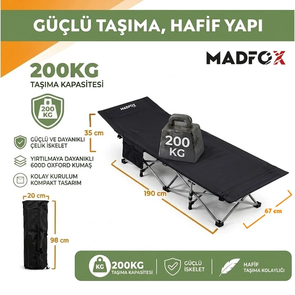 Madfox AeroLift Katlanır Kamp Yatağı Kampet - Resim 6