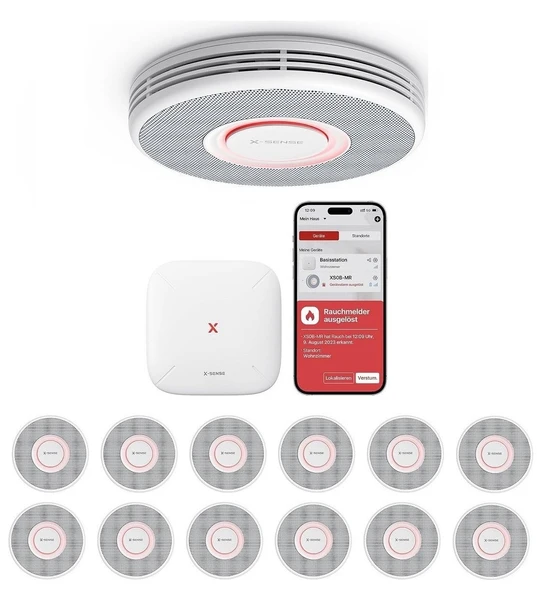 X-Sense XS0B-MR İkazlı Duman Dedektörü SBS50 Baz İstasyonlu,Kablosuz, Yangın Alarm SETİ Wi Fi li(12 Adet XS0B-MR Duman Dedektörü+1 Adet SBS50 Baz İstasyonu) ürün görseli 1