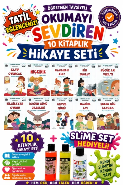 3.Sınıf Öğretmen Tavsiyeli Okumayı Sevdiren 40 Sayfa 10 Kitaplık Hikaye Seti (Slime Set Hediyeli) ürün görseli 1
