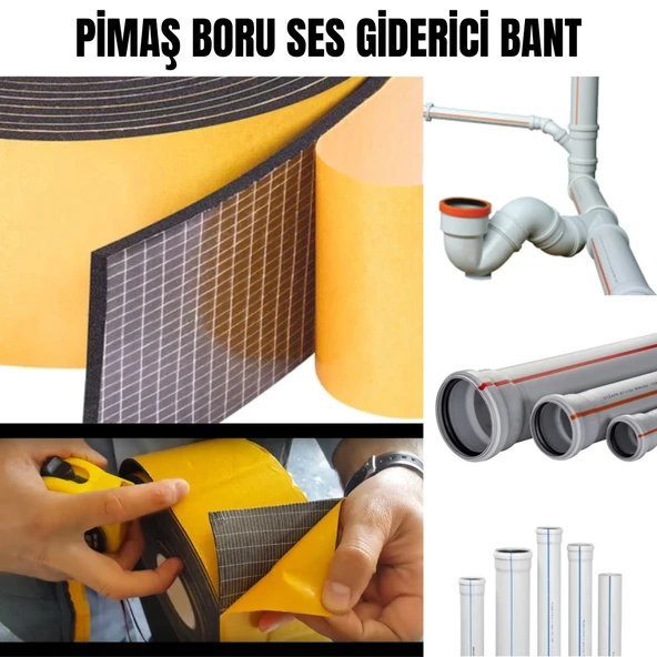 Pimaş Gider Borusu Ses Yalıtımı Kauçuk Bant Yapışkanlı 10cm x 10metre ürün görseli 1