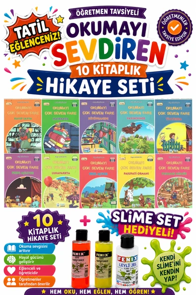 3.Sınıf Öğretmen Tavsiyeli Okumayı Sevdiren 48 Sayfa 10 Kitaplık Hikaye Seti-2 (Slime Set Hediyeli) ürün görseli 1
