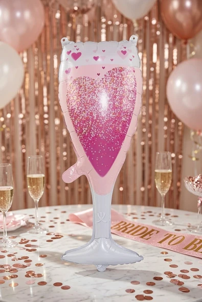 Folyo Balon Pembe Bardak 90x41 Cm Bekarlığa Veda Doğum Günü Parti Dekorasyon Süsü ürün görseli 1